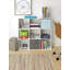 Organisateur de rangement à 9 cubes avec tablettes, conception empilable, panneau de particules stratifié à fixation murale et durable pour une organisation à domicile