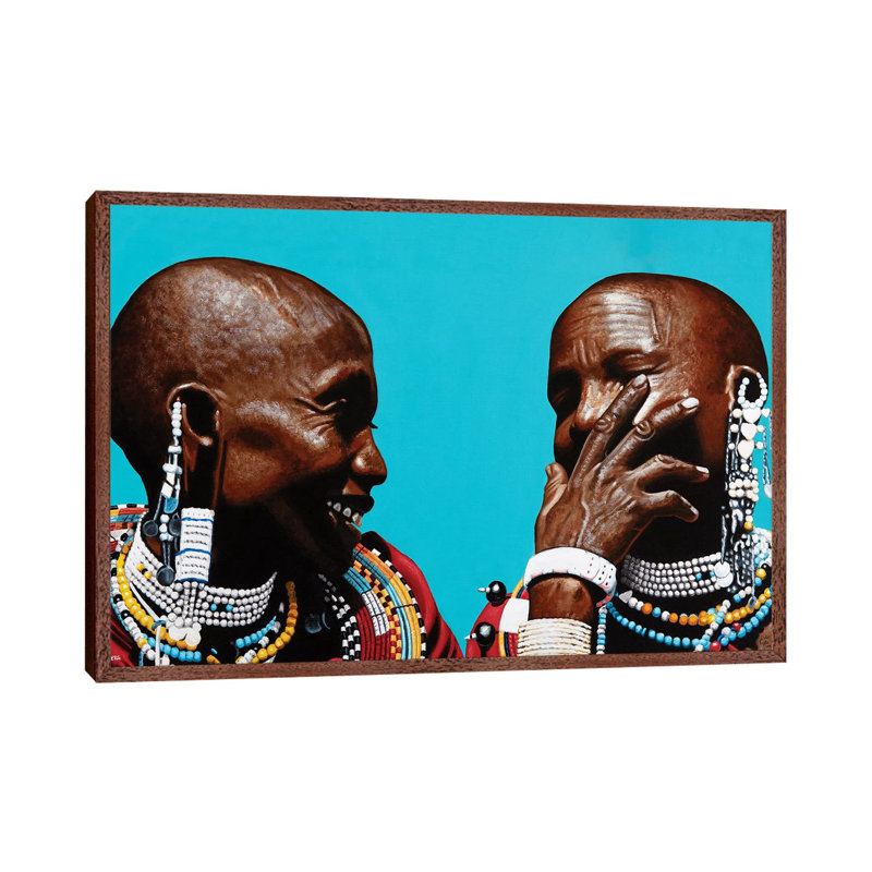 Soul Sisters by Christian Beijer - Print on Canvas, 66.04cm H x 101.6cm W x 3.81cm D, Classic Brown Wood Framed