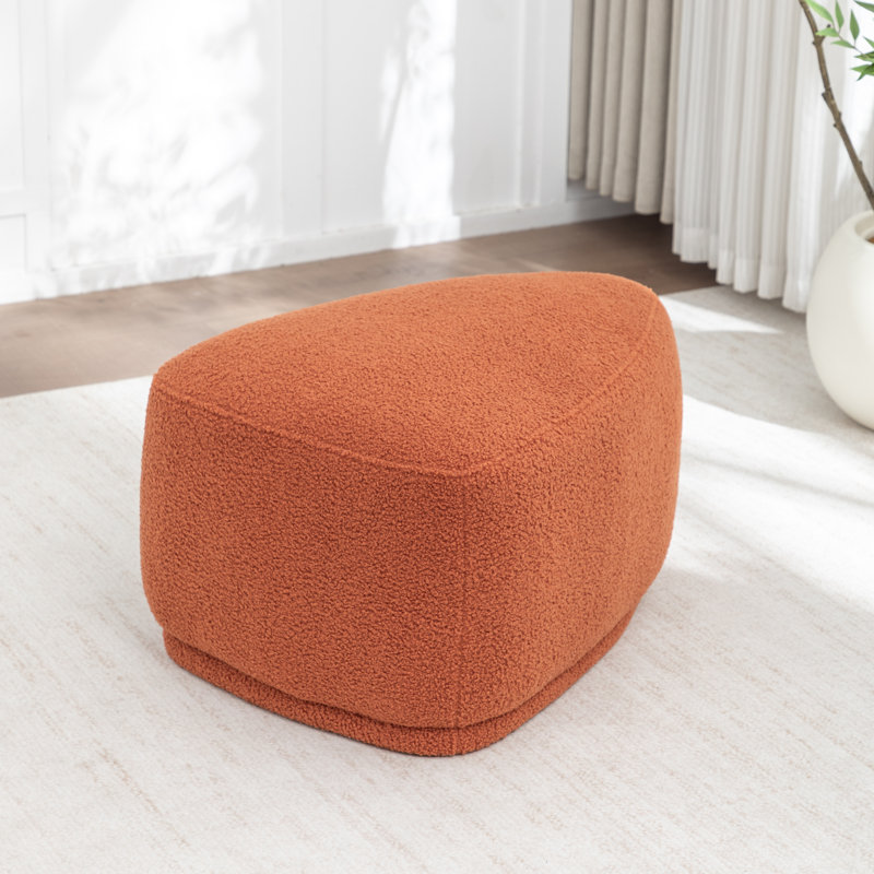 Sam Faux Fur Upholstered Ottoman, Orange