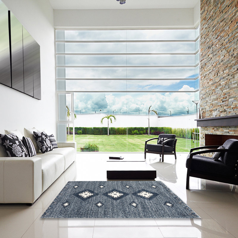 Tapis de zone gris foncé contemporain, Carré 6 pi