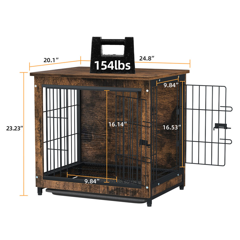 Algunde Wood Furniture Style Crate with 2 Doors, Small ( 23" H x 24" W x 20" D )