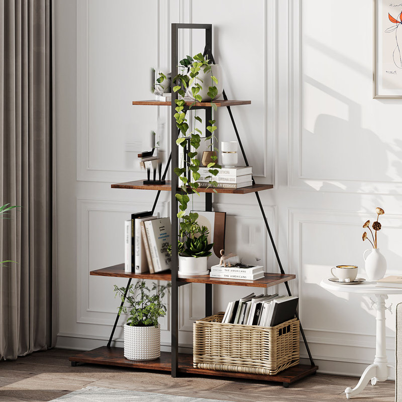  Bibliothèque à 4 niveaux en forme de A, Brun