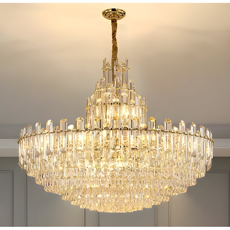 Guglielmo 24 - Modern Empire Crystal Chandelier – Crystal Raindrop Pendant Light, Chrome Ceiling Fixture for Dining Room, Bedroom, Living Room & Entryway