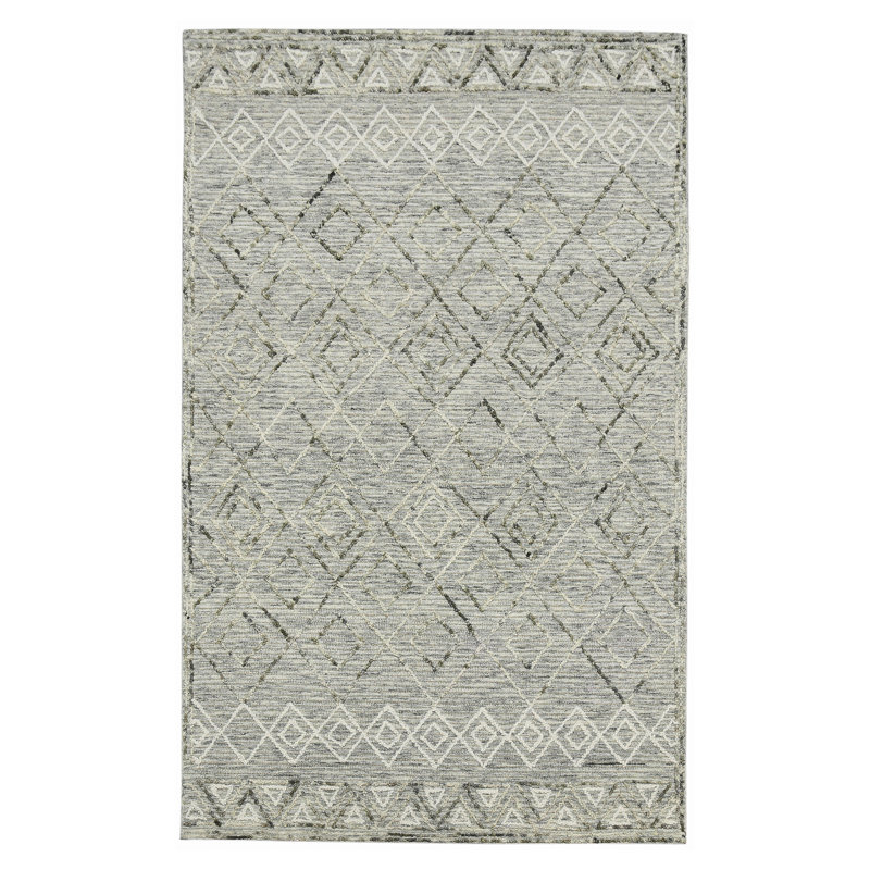 Ahnya Wool Geometric Indoor Rug, Rectangle 5' x 8'