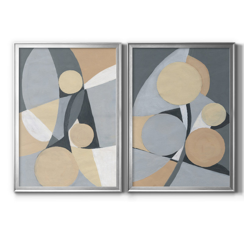 " Millenium I " 2 - Pieces, No Mat, Silver Framed Canvas, 30" H x 22" W x 1" D