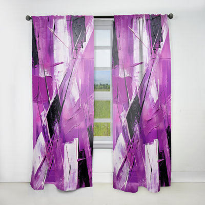 Eydie Tachisme Purple Cubism Brush IV - Tachisme Curtain - Velvet Room Darkening - 1 panel