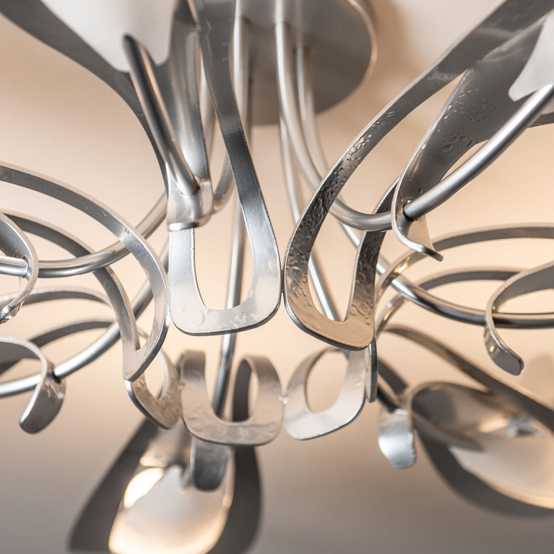 Plafonnier semi-encastré en verre Parasol, Argenté