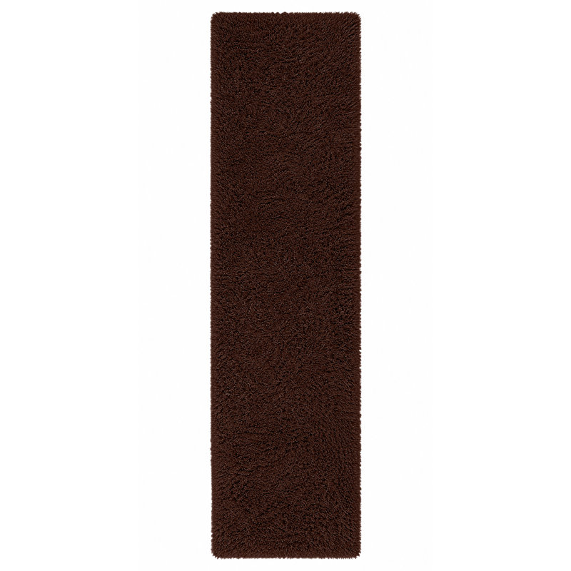 Luxury Plush Shaggy Area Rug & Runner, Soft Deep-Pile Non-Slip Living Room Carpet, Brown, Runner 60 x 110 cm