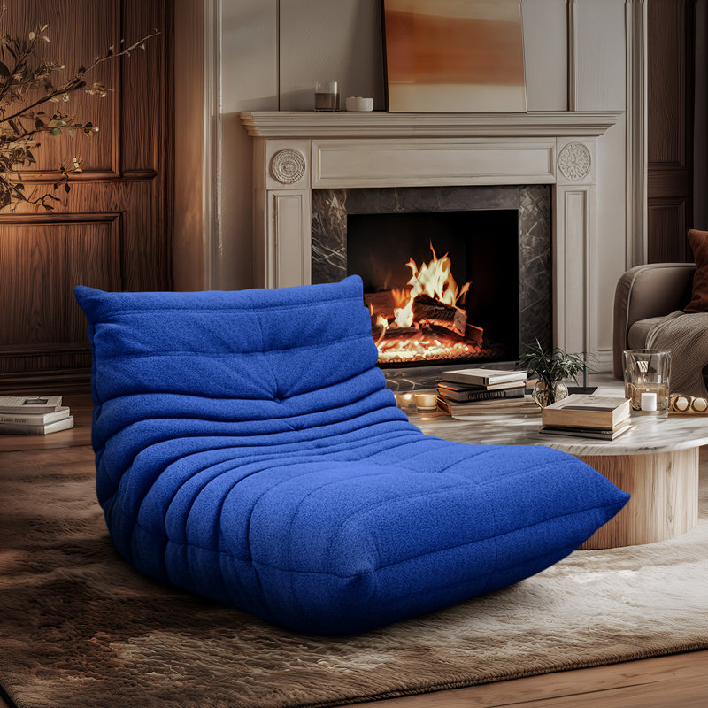 Armless Bean Bag Chair, Memory Foam Couch & Lounger, Fireside Sofa, Bean Bag Floor Chair Compression, Royal Blue Teddy