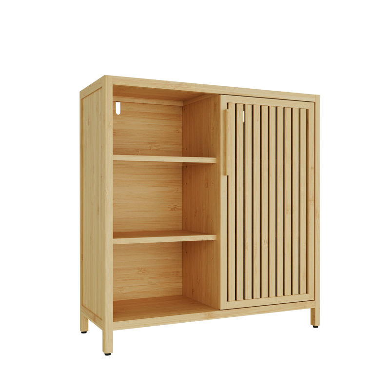 Tablette de rangement grande capacité pour salle de bain et chambre à coucher - conception à une porte avec 2 tablettes ouvertes, petits espaces minces, cadre, placard dissimulé