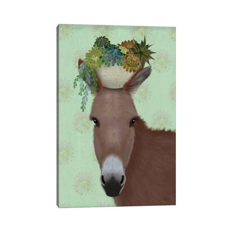 Donkey Succulent by Fab Funky - Wrapped Canvas Gallery-Wrapped Canvas Giclée, 20.32 cm H x 30.48 cm W