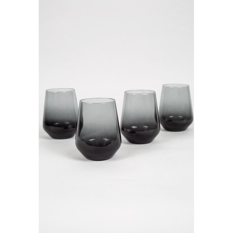 Ensemble de verres élégants 4 pièces, 3,5 x 3,5 x 4,3 pouces | 100% verre, capacité de 14,4 oz liq. Parfait pour le plaisir sans fumée, lavage à la main recommandé pour la longévité