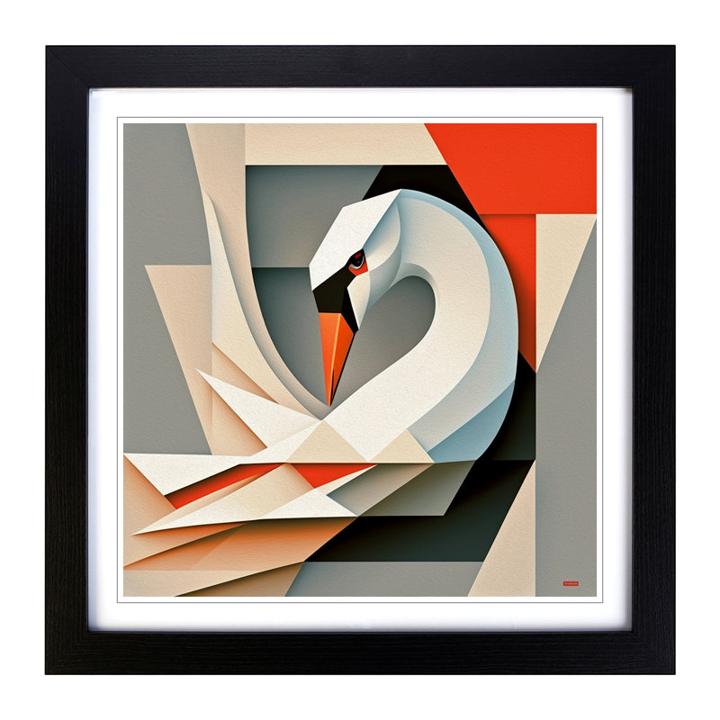 Swan Suprematism No.1 - Framed Print, Black