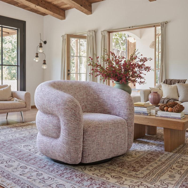 Chaise pivotante raffiner Tweed rose