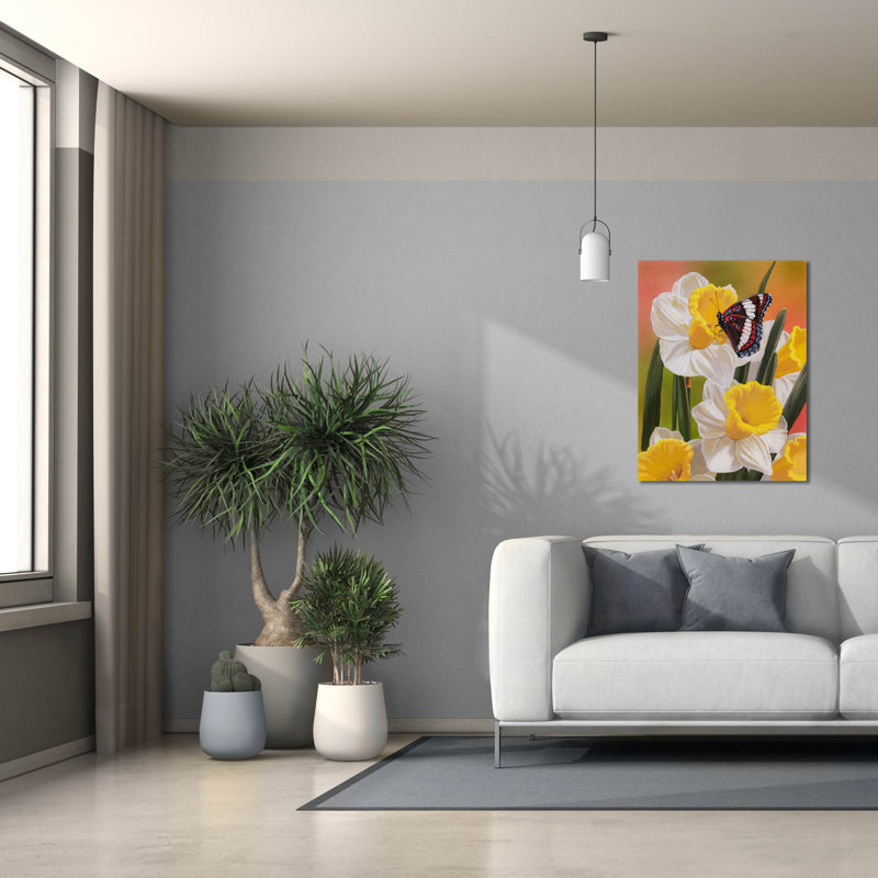 «Daffodils Butterfly» par William Vanderdasson, H 34 po x l 26 po x P 1,5 po