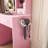Small Makeup Vanity Desk With Mirror & Adjustable Led Lights,Built-In Power Outlet & Hidden Storage, Includes Padded Stool & Shelf,Space-Saving Dressing Table For Small Bedrooms-1856475660