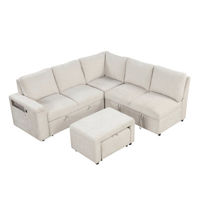 L-shaped With Extra Storage Space And Sockets, Suitable For Various Spaces Modern Padded , Home & Work