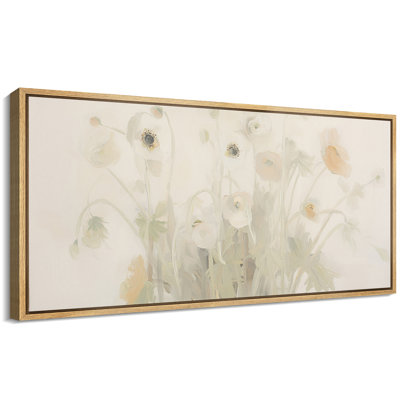 Doux bouquet floral neutre dans des tons de crème et de rosé - grande impression sur toile encadrée de la chambre principale