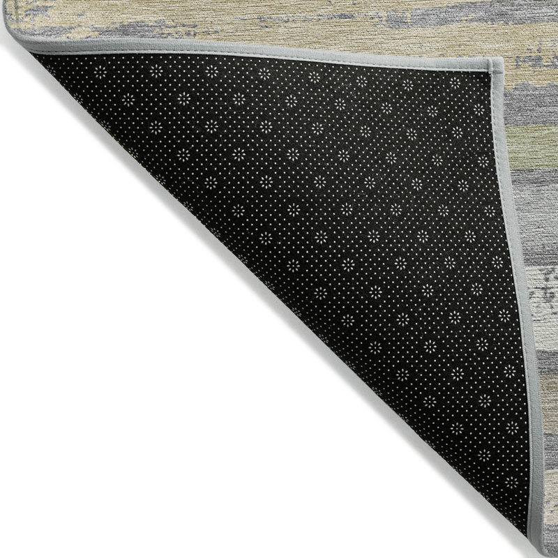 Gray Synthetic Flat Woven Stripe Washable 3' x 5' Rug