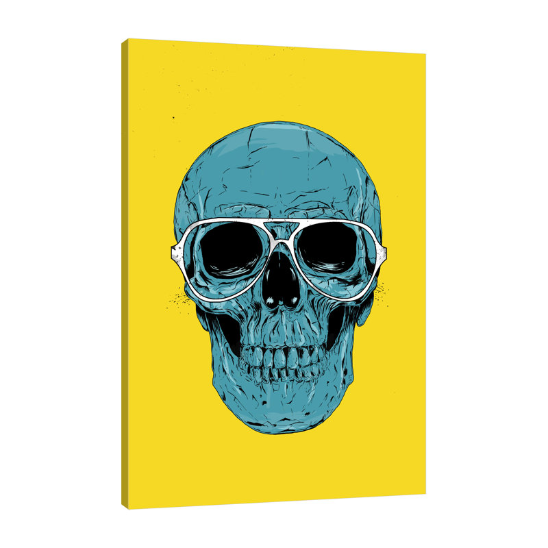 «Blue Skull», toile tendue par Balazs Solti, H 36 po x l 24 po x P 1,5 po