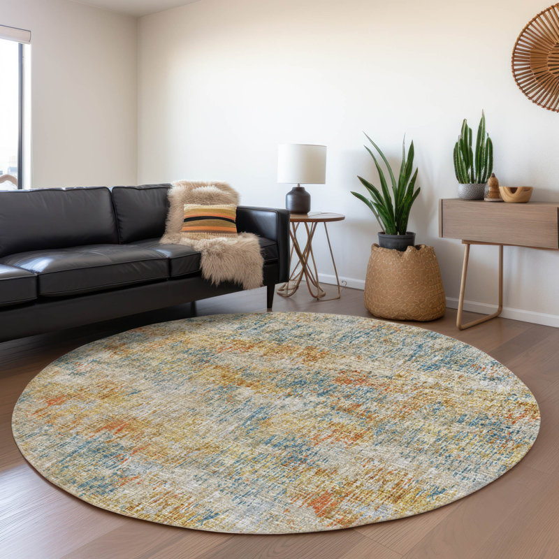 Premium Machine Washable Driessen AMF66 Gilded Rug, Round 8'