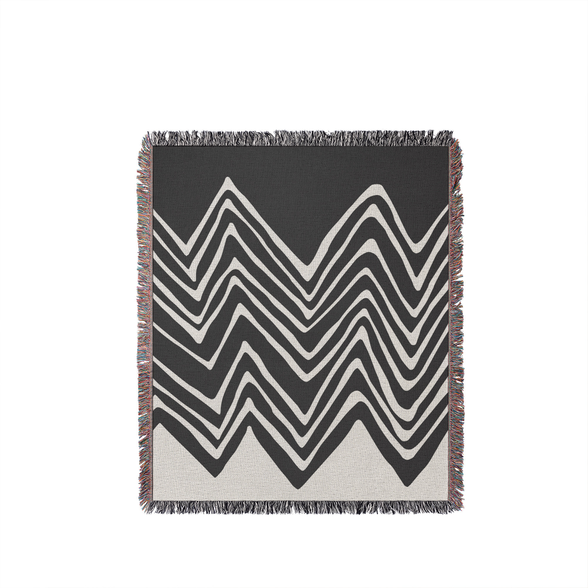 Addai Abstract Triangle Pattern Blanket , 60" H x 60" W (Throw), Gray