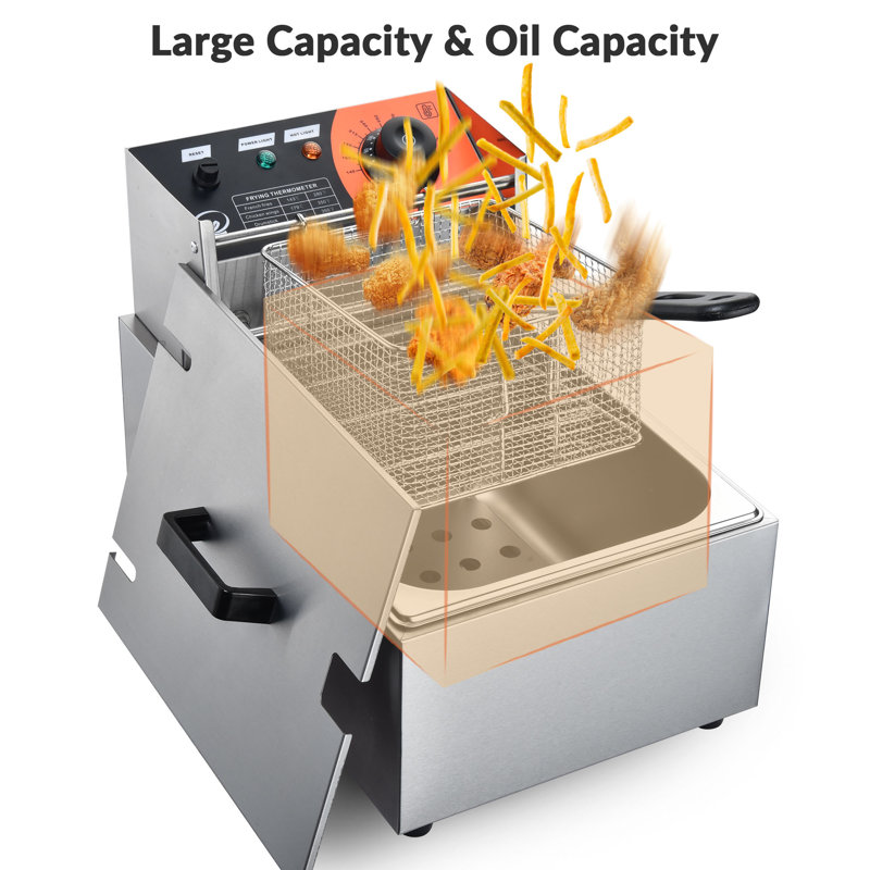 WeChef 12L Countertop Electric Deep Fryer with Basket Single Removable Tank Commercial