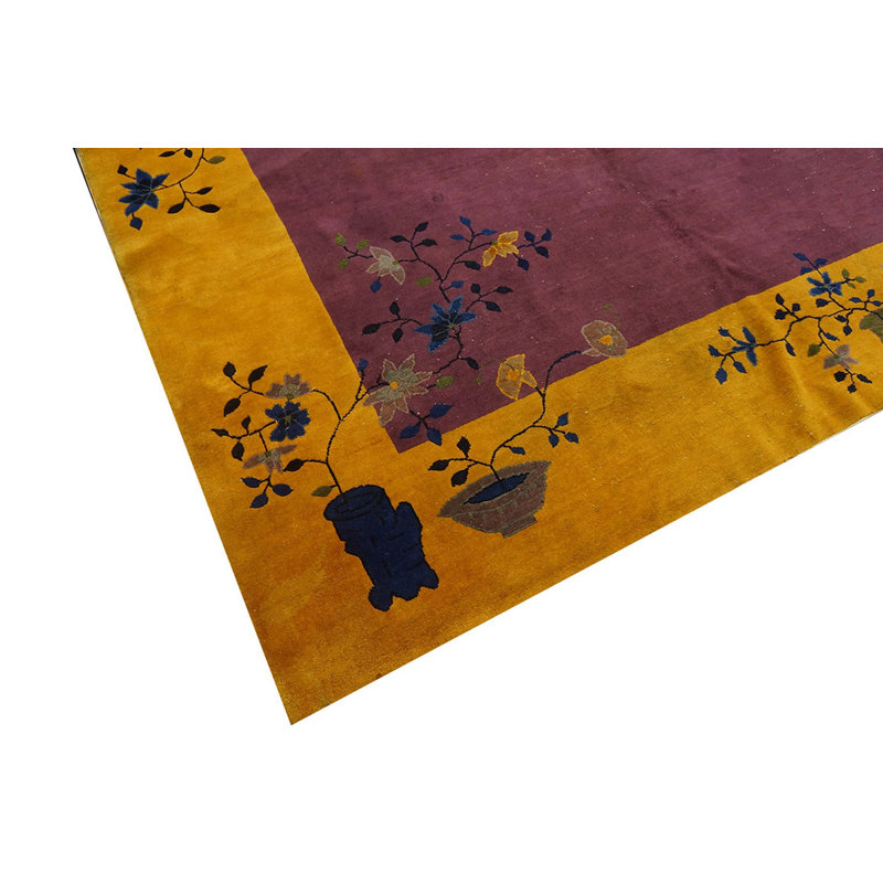 Hand Knotted Wool Area Rug in Purple