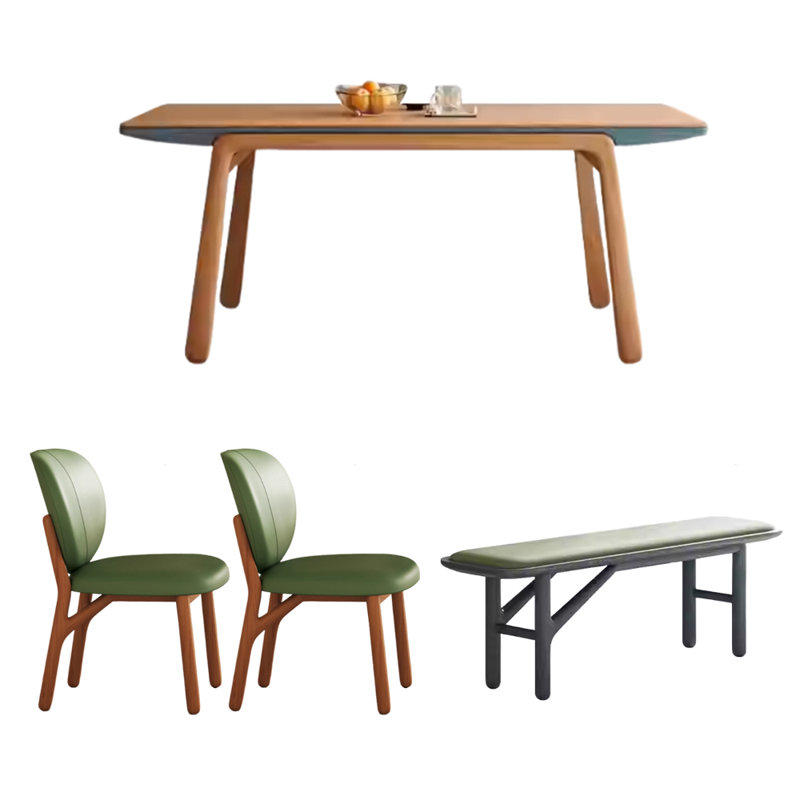 Modern Simple Cherry Wood Rectangular Large Table, 29.52"H x 55.11"L x 31.49"W