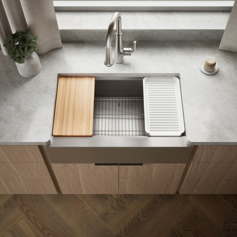 Strive® 32 1/2 po Évier de cuisine encastré à simple cuve pour station de travail