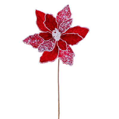 17" Red Pearl Poinsettia 11" Flower 2/Bg