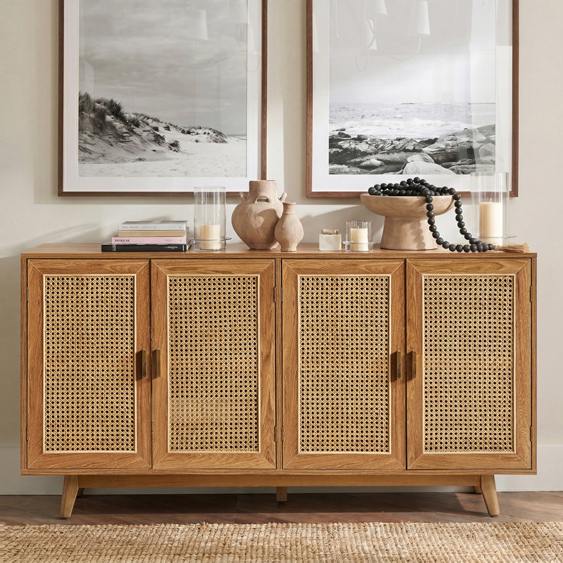 Meuble télé en bois manufacturé de 56,8 po de largeur, Noyer