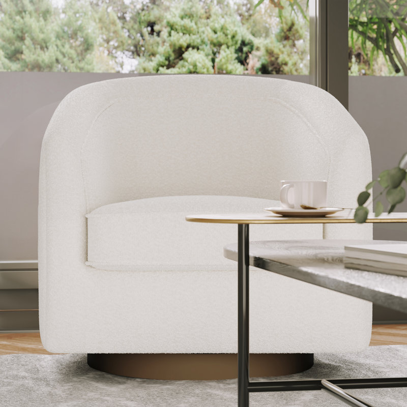 Fauteuil d'appoint rembourré Byran, Crème Boucle, Or