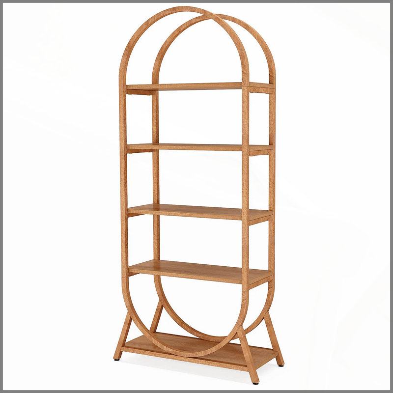 Versatile Display Rack,5-Tier Bookshelf,Compact Arched Bookcase