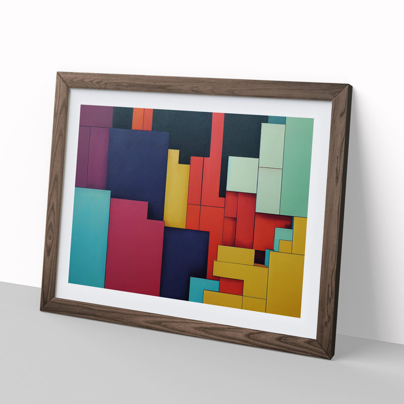 Abstract Block Colour Vol.4 - Framed Print, 34cm H x 46cm W x 2cm D, Walnut