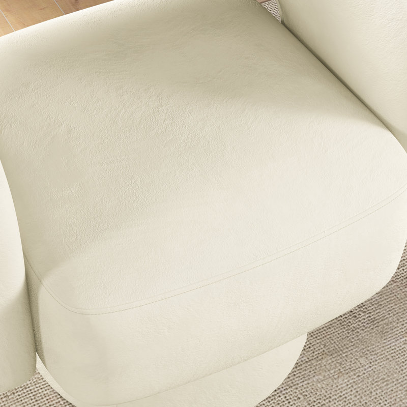 Fauteuil demi-tonneau pivotant de 27,8 po de largeur Jarissa, Microfibre beige performance