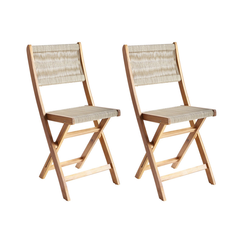 Bolaji Folding Patio Dining Side Chair, Beige