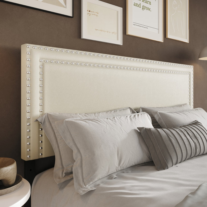 Iwar Upholstered Headboard, Twin, Beige