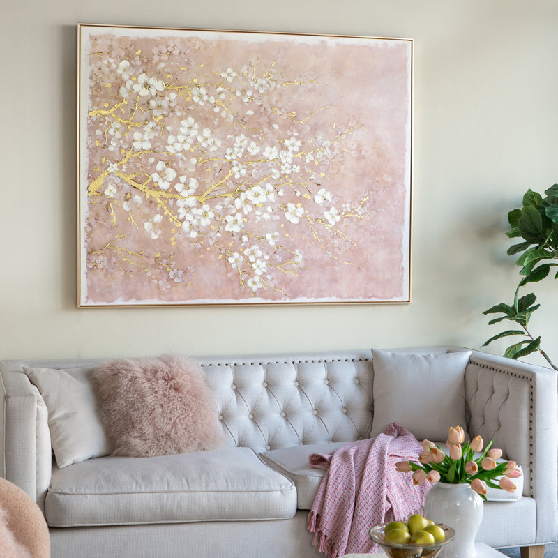 Hand-Painted Cherry Blossom Canvas Art