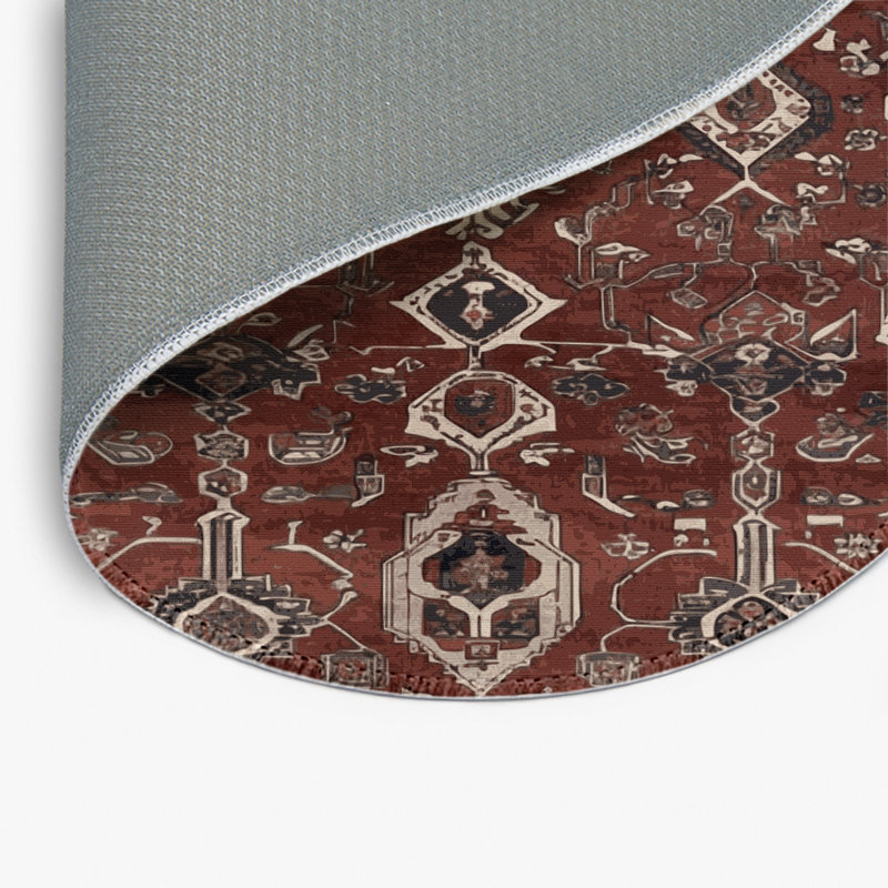 Persian Black Indoor and Outdoor Area Rug, Round 5'