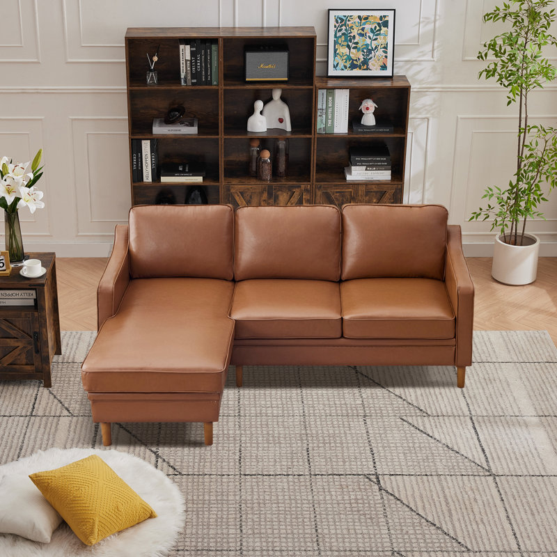 Azriah 2 - Piece Reversible Sectional, Dark Brown Faux Leather