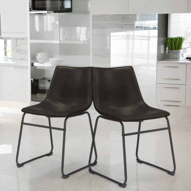 Chaise de salle à manger Janeva, Similicuir noir