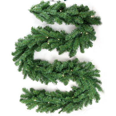 9' Tall Northern Pre-Lit Garland with 50 Warm Lights – Lifelike Artificial Pine, Perfect for Holiday Decor, Mantels, Staircases, and Christmas Displays
