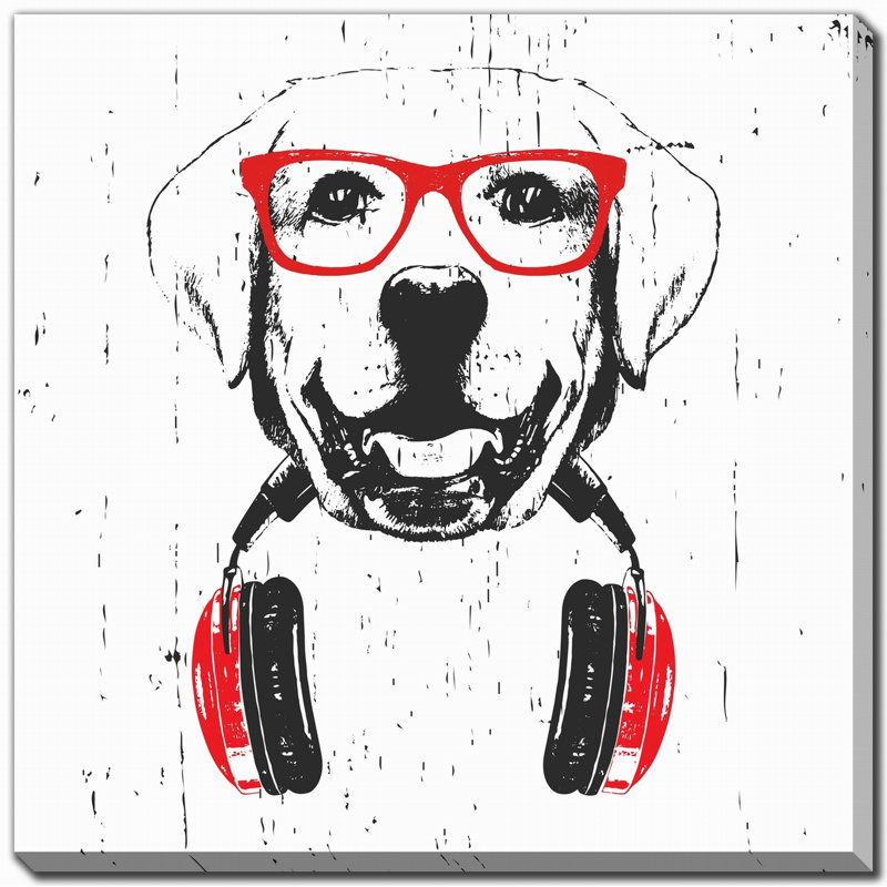 «Groovy Labrador», art mural sur toile, H 24 po x l 24 po