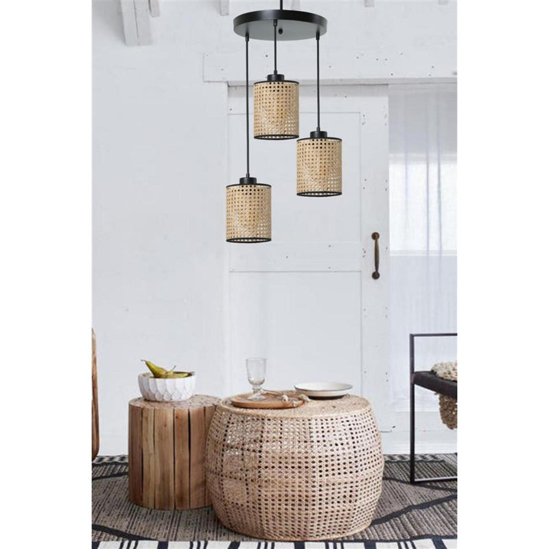 Amalita Light Rattan Unique/Statement Pendant, 3