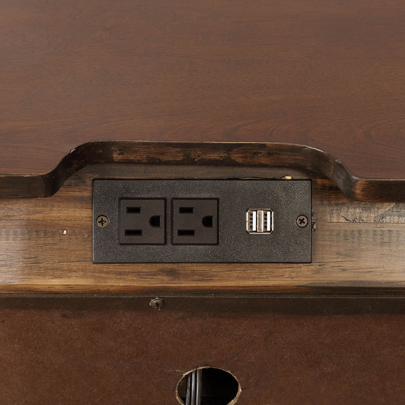 Table de chevet avec USB, cerisier brun, Cerisier brun