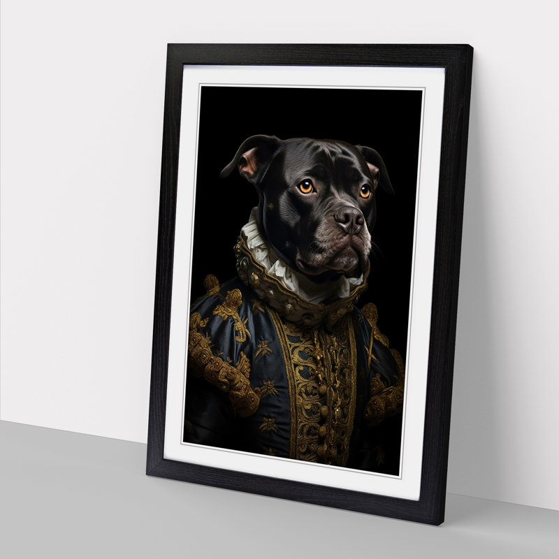 Staffordshire Bull Terrier Renaissance - Framed Print, Black, 64cm H x 46cm W x 2cm D