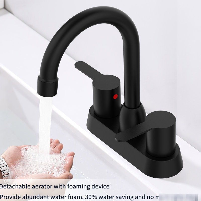 Rv Bathroom Faucets Matte Black Two Handles - Solid Brass Accurate Flow And Temperature Control Deck Mount Simple Installation Perception 2 Faucet For Bathrooms Reliability Durability Modern Design