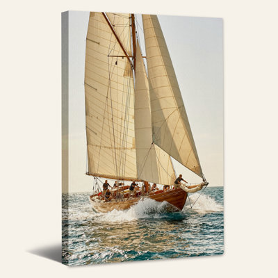 Toile en bois avec voilier en bois