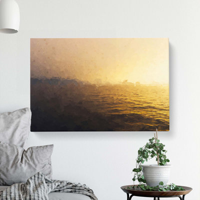 Sun Upon The Oceans Surface In Abstract - Wrapped Canvas